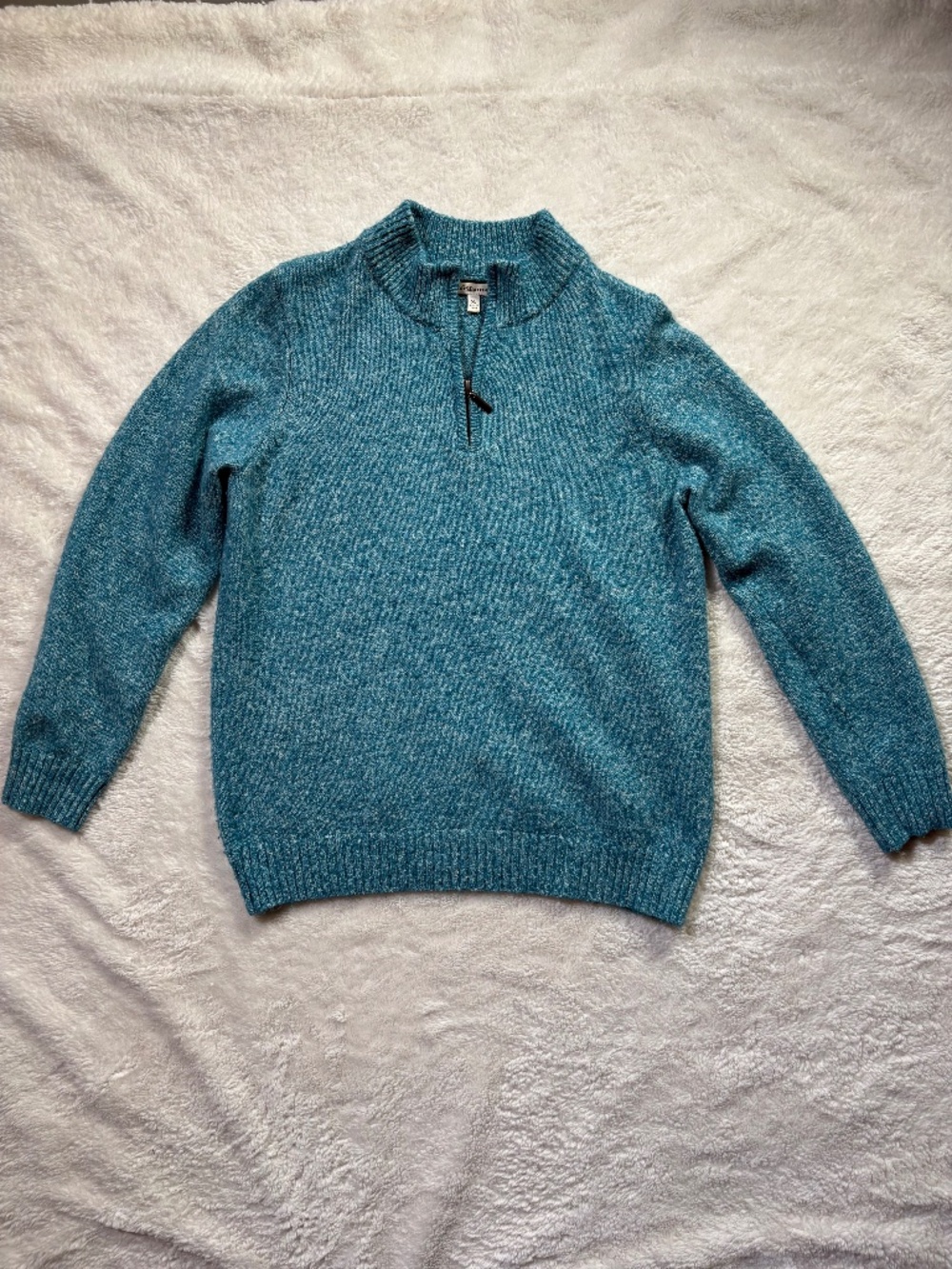 Croft & Barrow Women’s Mock-Neck Zip L/S Sweater XL – Blue/White